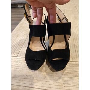 Pelle Moda Women's Black Suede Ankle Strap Heels Size 11M